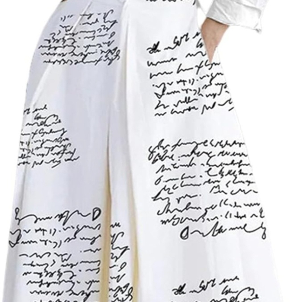 White Script Print Women's Maxi Dress Sz XL - Picture 2 of 6